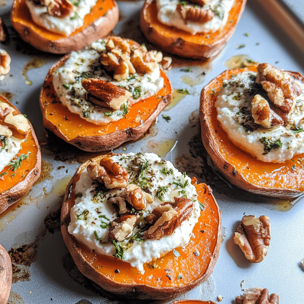 Breakfast Sweet Potato Rounds with Herbed Ricotta and Walnuts