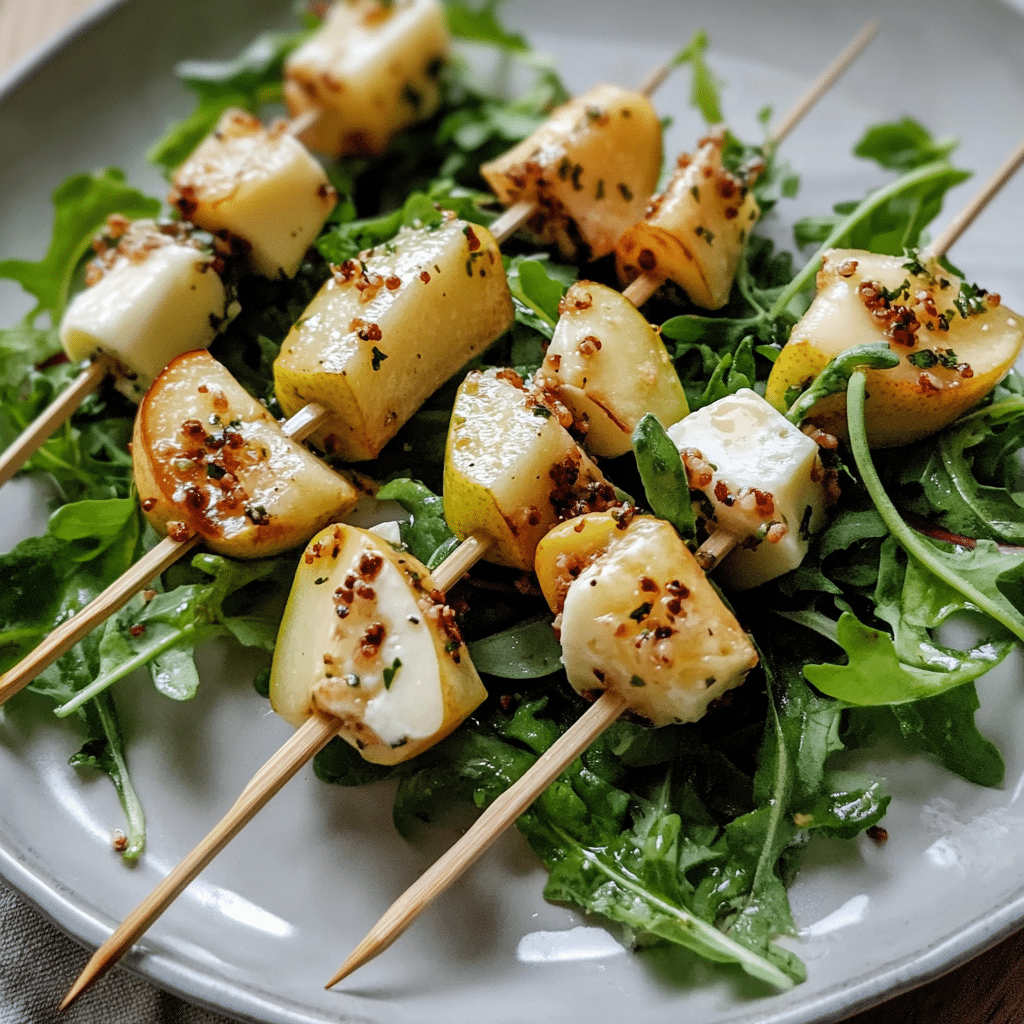 Pear & Brie Cheese Salad Skewers